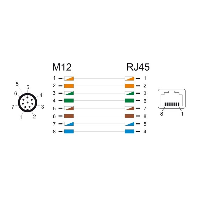 Delock M12 Cable A-coded 8 pin male to RJ45 female PVC 0.5 m