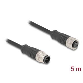 DeLOCK Delock M12 Cable A-coded 8 pin male to female PVC 5 m