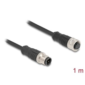 DeLOCK Delock M12 Cable D-coded 4 pin male to female PVC 1 m