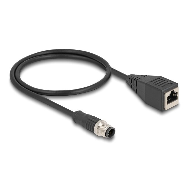 Delock M12 Cable D-coded 4 pin male to RJ45 female PVC 0.5 m