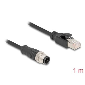 DeLOCK Delock M12 Cable A-coded 8 pin male to RJ45 male PVC 1 m