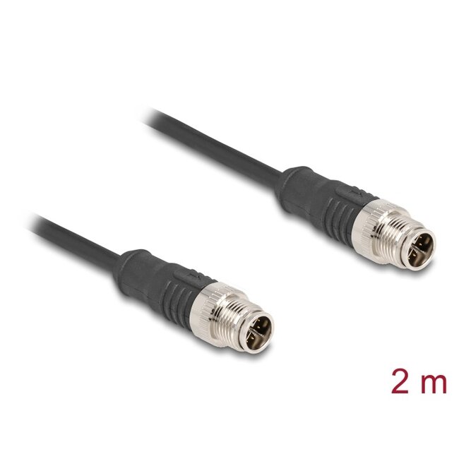 Delock M12 Cable X-coded 8 pin male to male PVC 2 m