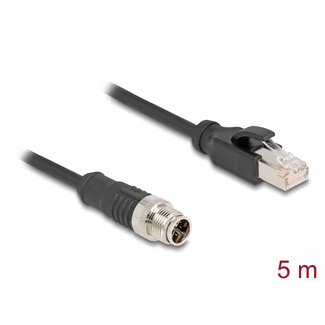 DeLOCK Delock M12 Cable X-coded 8 pin male to RJ45 male PVC 5 m