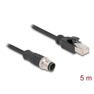 DeLOCK Delock M12 Cable D-coded 4 pin male to RJ45 male PVC 5 m