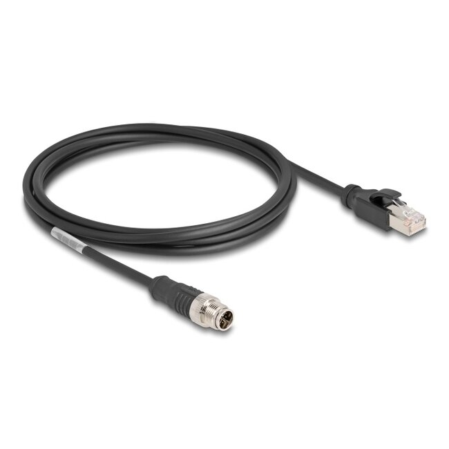 Delock M12 Cable X-coded 8 pin male to RJ45 male PVC 2 m