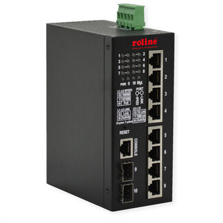 Roline ROLINE industriële gigabitswitch, 10 poorten, PoE+, Smart Managed, 240 W