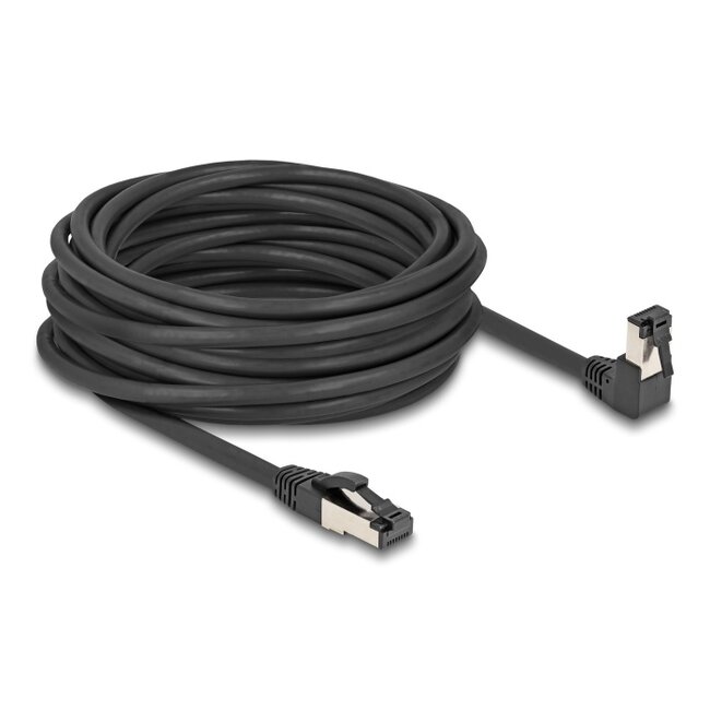 Delock RJ45 Network Cable Cat.8.1 S/FTP 90° downwards angled / straight 10 m black