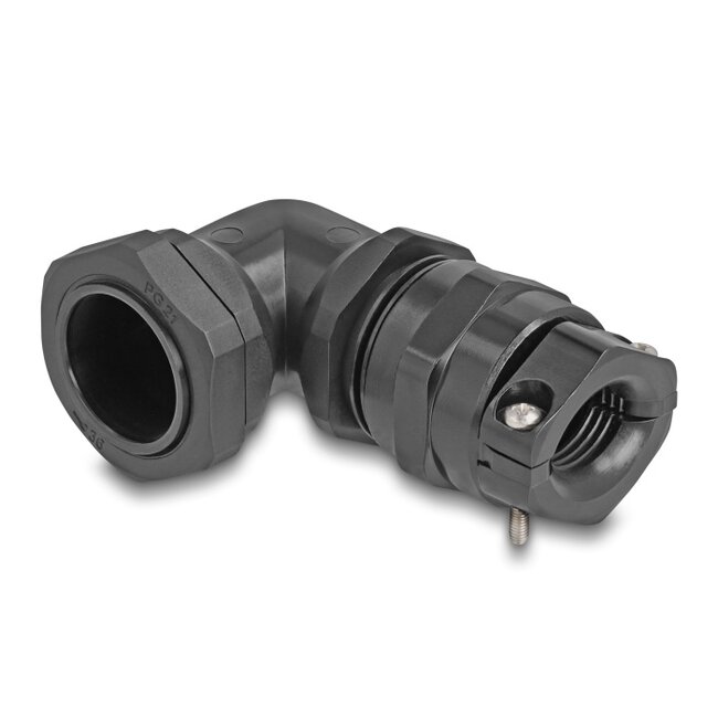 Delock Cable Gland with strain relief and bending protection 90° angled PG21 black