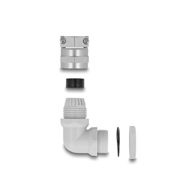 Delock Cable Gland with strain relief and bending protection 90° angled PG9 grey