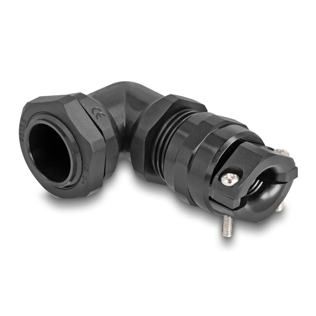 Delock Cable Gland with strain relief and bending protection 90° angled PG13.5 black