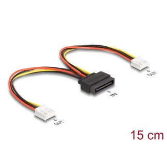 DeLOCK SATA Power Cable 15 pin plug to 2 x Floppy 4 pin female 15 cm
