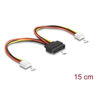 SATA SATA Power Cable 15 pin plug to 2 x Floppy 4 pin female 15 cm