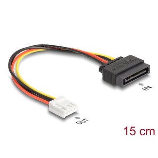 DeLOCK SATA Power Cable 15 pin plug to 1 x Floppy 4 pin female 15 cm