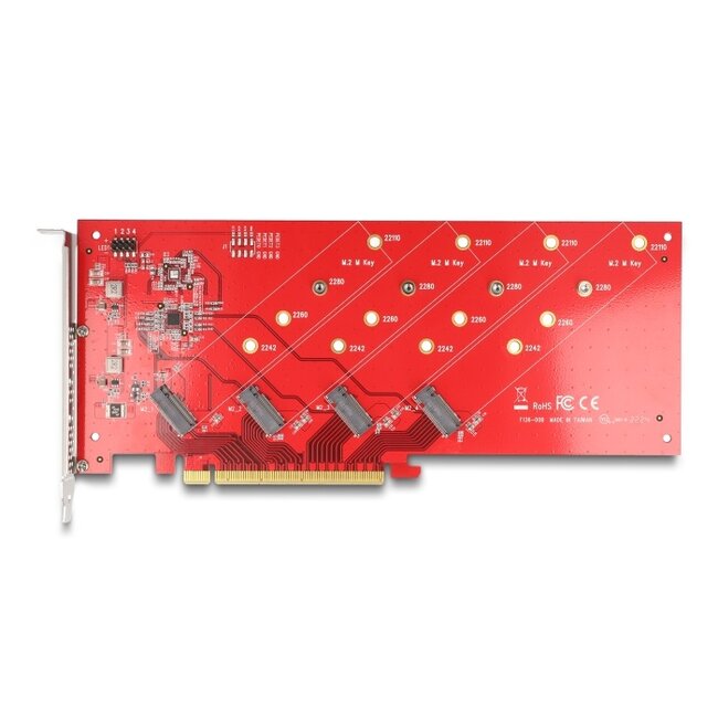 Delock PCI Express x16 Card to 4 x internal NVMe M.2 Key M 110 mm - Bifurcation
