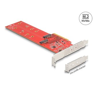 DeLOCK Delock PCI Express x8 Card to 2 x internal NVMe M.2 Key M 110 mm - Bifurcation - Low Profile Form Factor