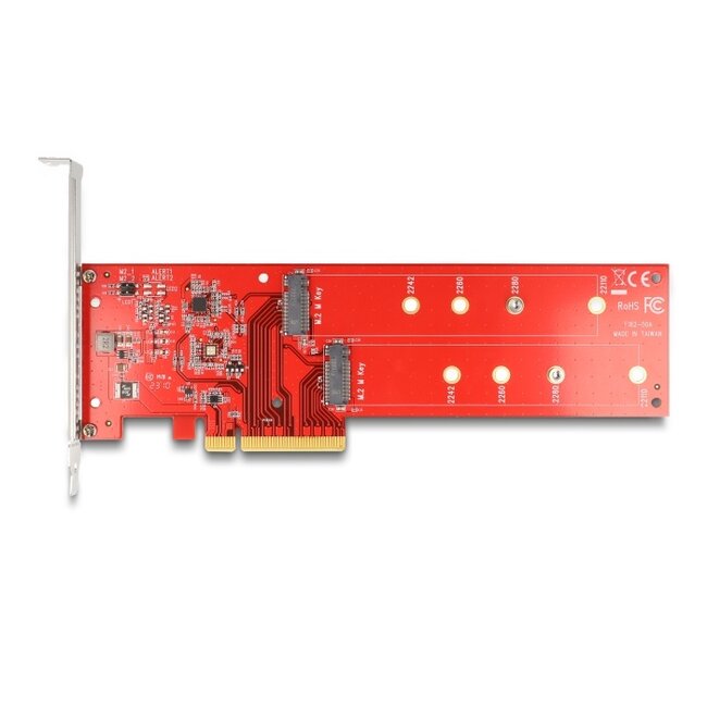 Delock PCI Express x8 Card to 2 x internal NVMe M.2 Key M 110 mm - Bifurcation - Low Profile Form Factor