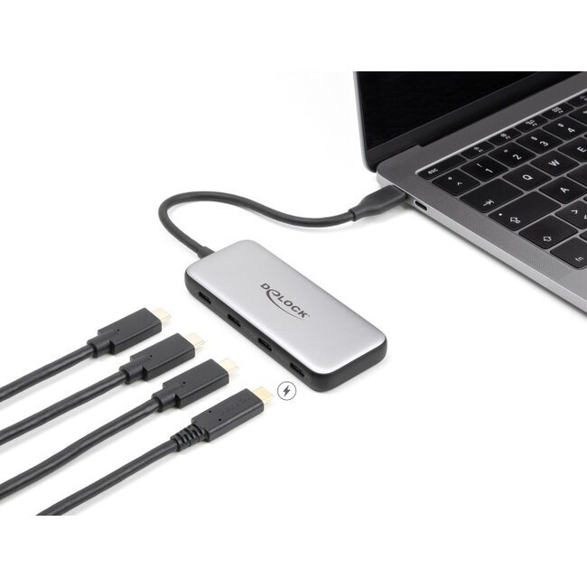 Delock USB 10 Gbps USB Type-C™ Hub with 4 x USB Type-C™ female and PD 85 Watt