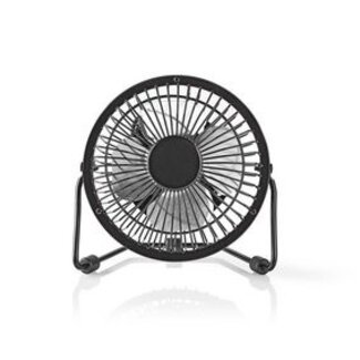 Nedis Tafelventilator | USB Gevoed | Diameter: 100 mm | 3 W | 1 Snelheid | Zwart
