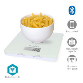 Nedis SmartLife-keukenweegschaal | Bluetooth® | Glas / Kunststof | Wit