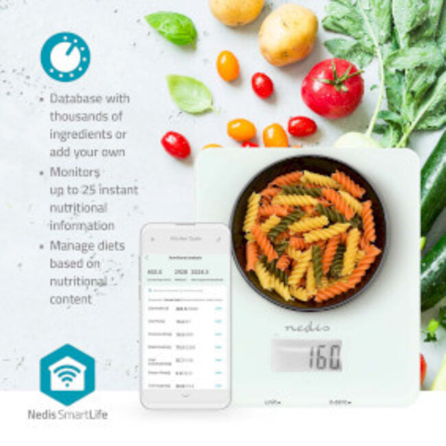 SmartLife-keukenweegschaal | Bluetooth® | Glas / Kunststof | Wit