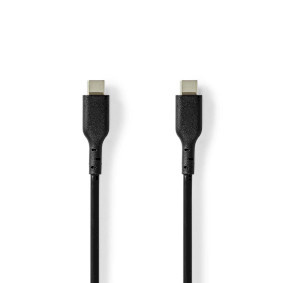 Nedis USB-Kabel - USB 2.0 - USB-C Male - USB-C Male - 240 W - 480 Mbps - Vernikkeld - 2.00 m - Rond - PVC - Zwart - Label