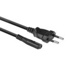 ACT ACT Netsnoer Euro male - C7 female zwart 1,5 m, Zip Bag