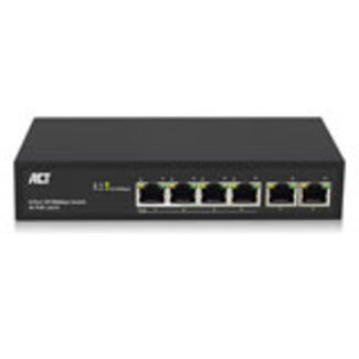 ACT ACT 6 poorts, netwerkswitch, 10/100Mbps. 4x PoE+ (30W) poorten