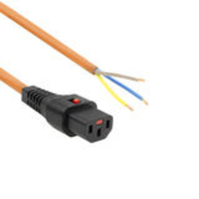 ACT Netsnoer C13 IEC Lock - open einde oranje 3 m, PC967