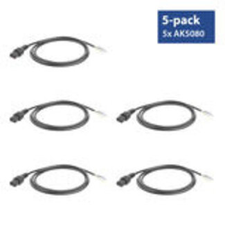 ACT ACT Netsnoer C13 IEC Lock - open einde zwart 2 m, PC1025, 5-Pack