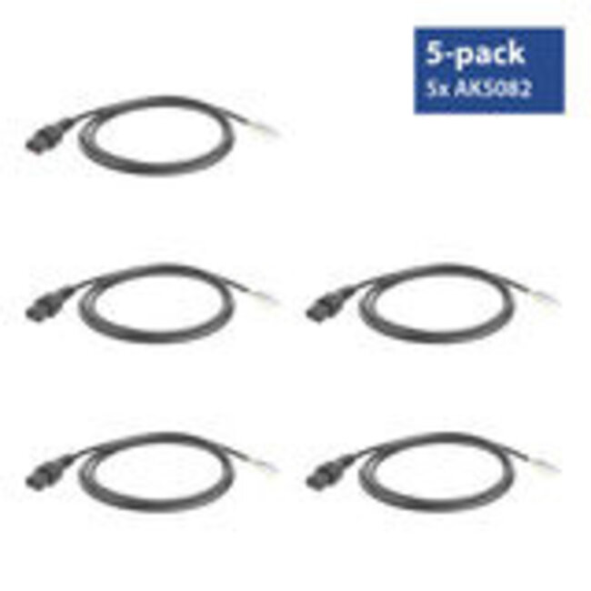 ACT Netsnoer C13 IEC Lock - open einde zwart 3 m, PC979, 5-Pack