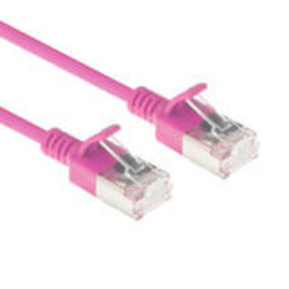 ACT ACT Roze 1 meter LSZH U/FTP CAT6A datacenter slimline patchkabel snagless met RJ45 connectoren