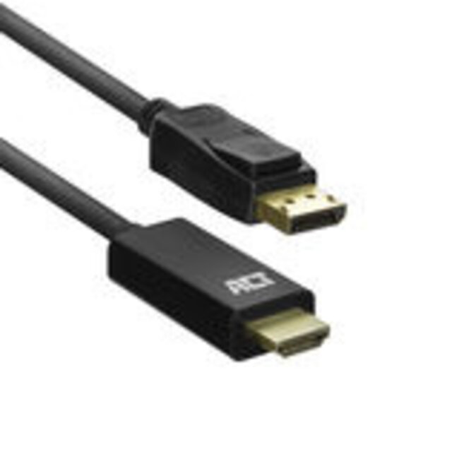 ACT DisplayPort male naar HDMI male adapterkabel, 1,8 m, Zip Bag