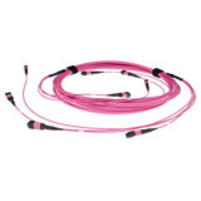 ACT 5 meter Multimode 50/125 OM4(OM3) glasvezel trunkkabel polarity A met 4 MTP/MPO female connectoren per zijde