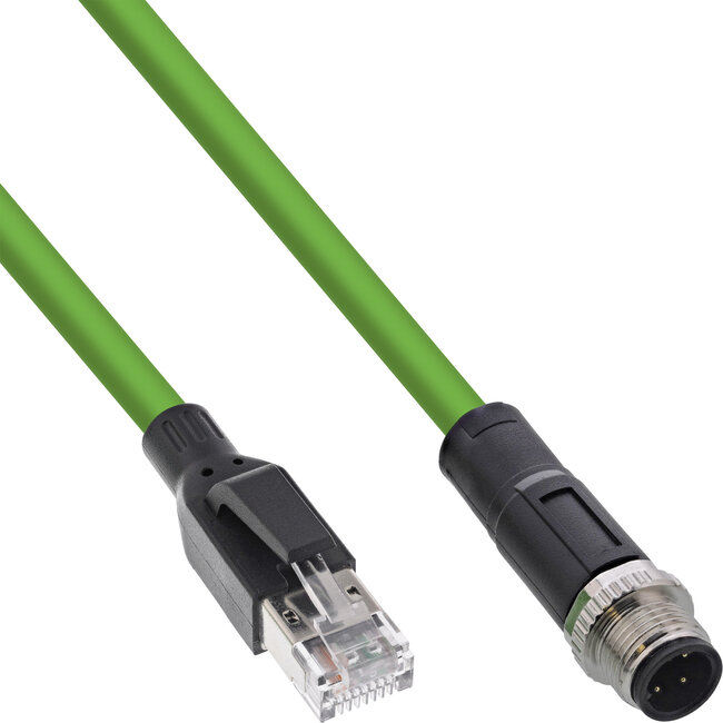 M12 4-pins D-gecodeerd - RJ45 industriële netwerkkabel | Profinet | CAT5e | PUR | 1 meter