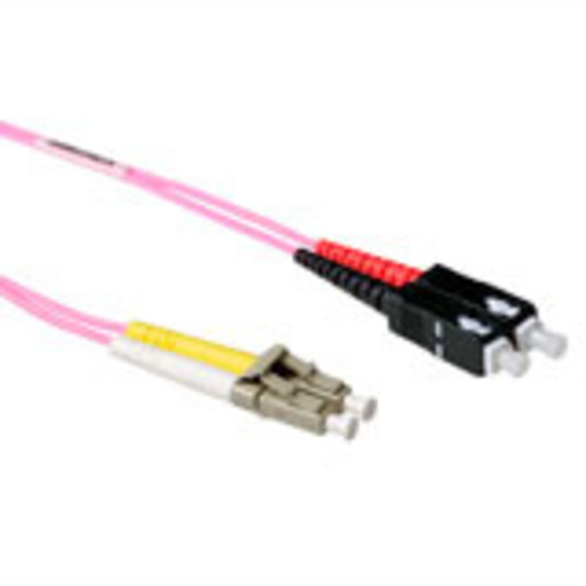 ACT 1 meter LSZH Multimode 50/125 OM4 glasvezel patchkabel duplex met LC en SC connectoren