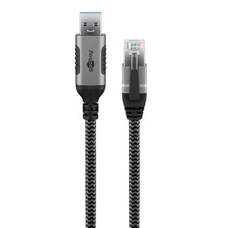 Goobay Goobay USB-A naar RJ45 LAN kabel | USB3.0 | CAT6 | nylon | 1 meter