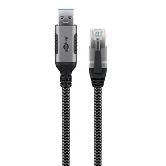 Goobay Goobay USB-A naar RJ45 LAN kabel | USB3.0 | CAT6 | zwart | 1 meter