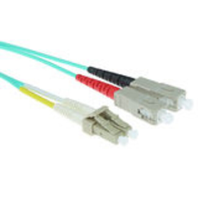 ACT 17 meter LSZH Multimode 50/125 OM3 glasvezel patchkabel duplex met LC en SC connectoren