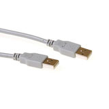 ACT USB 2.0 aansluitkabel USB A male - USB A male ivoor. Snoerlengte: 3 m, Aansluiting 1: USB A, Aansluiting 2: USB A
