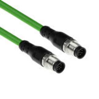 ACT ACT Industrial 7,50 meter Sensor kabel M12A 8-polig male naar M12A 8 pins male, Ultraflex TPE kabel, afgeschermd