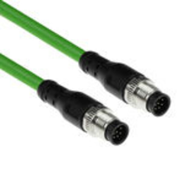 ACT Industrial 7,50 meter Sensor kabel M12A 8-polig male naar M12A 8 pins male, Ultraflex TPE kabel, afgeschermd