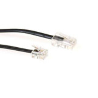 ACT ACT Zwarte 5 meter platte telefoonkabel met RJ11 en RJ45 connectoren