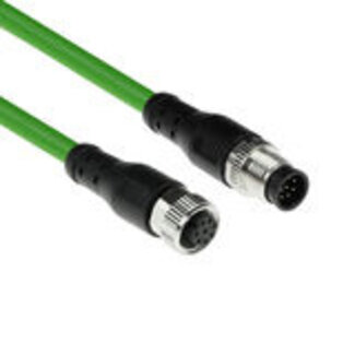 ACT ACT Industrial 3,00 meter Sensor kabel M12A 8-polig male naar M12A 8-polig female, Ultraflex TPE kabel, afgeschermd