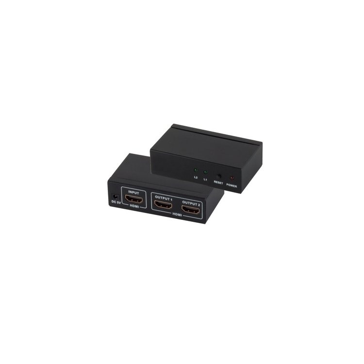 HDMI Splitter - 2-poorts - 4K 30Hz - Metaal - Zwart