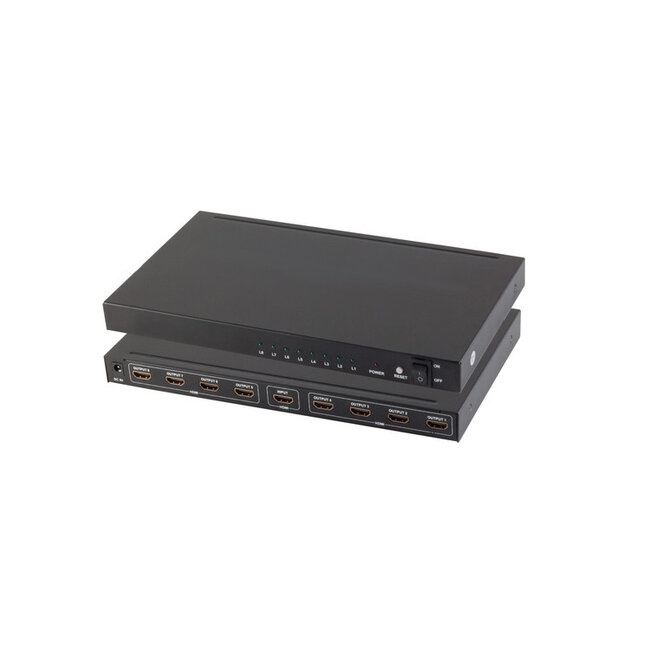 HDMI Verteiler 1x8, Metall, 4K30Hz, schwarz