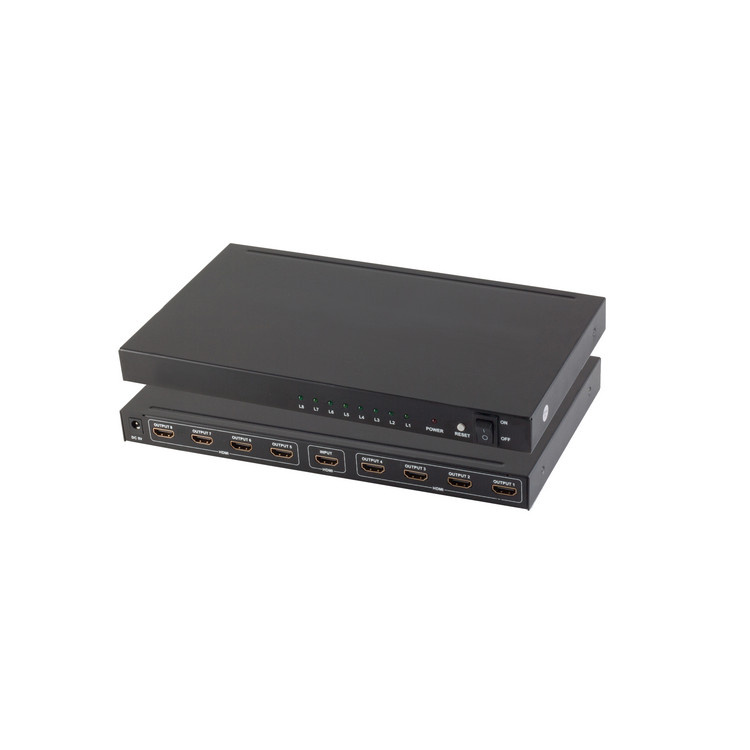 HDMI Splitter - 8-poorts - 4K 30Hz - Metaal - Zwart