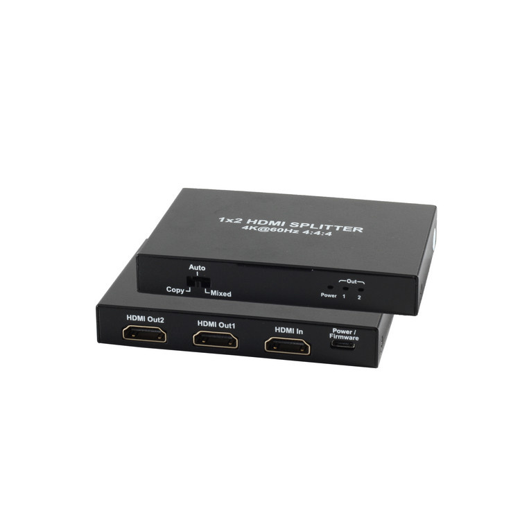 HDMI Splitter - 2-poorts - 4K 60Hz - Metaal - Zwart
