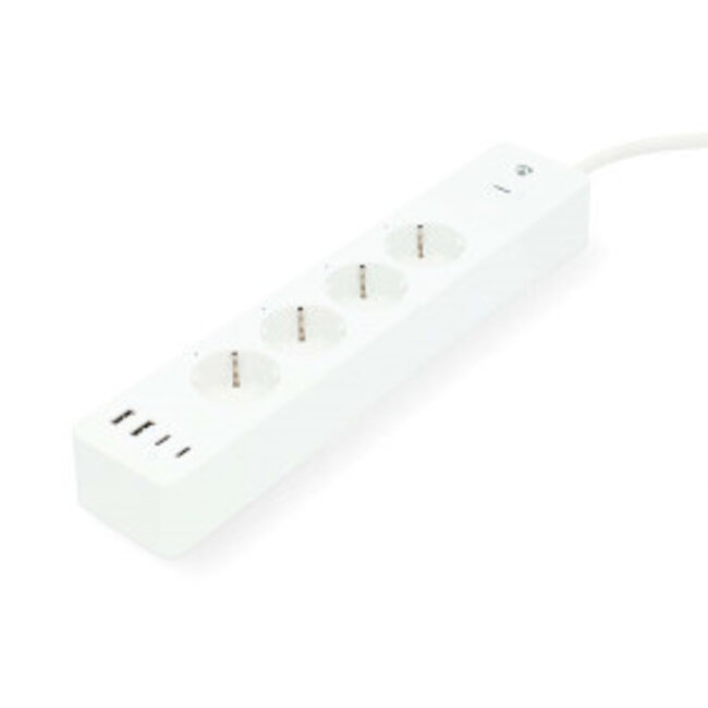 SmartLife Stekkerdoos | Wi-Fi | Hybrid (CEE 7/7) / USB-A / USB-C™ | 16 A | 3680 W | 2.00 m | 0 - 55 °C | Android™ / IOS | Wit