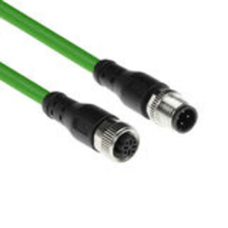 ACT ACT Industrial 5,00 meter Sensor kabel M12D 4-polig male naar M12D 4-pin male, Superflex Xtreme TPE kabel, afgeschermd