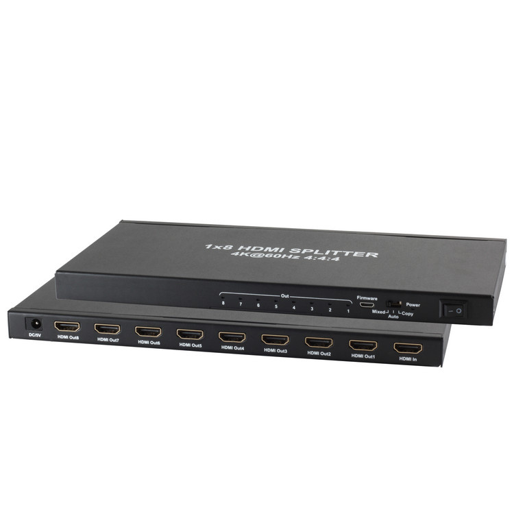 HDMI Splitter - 8-poorts - 4K 60Hz - Metaal - Zwart